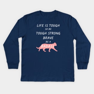 tough strong badass woman Kids Long Sleeve T-Shirt